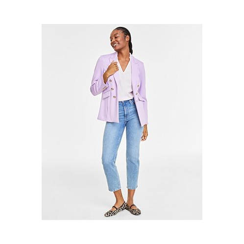 On 34th Womens Solid Faux Double-Breasted Blazer