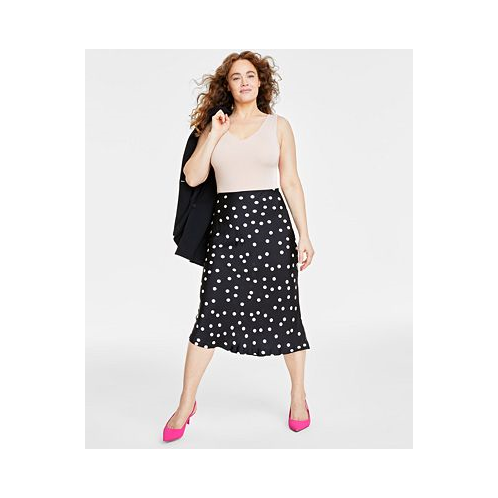 On 34th Womens Dot-Print Midi Slip Skirt