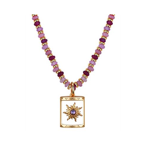 Disney Kids Princess Tangled Gold-Tone and Purple Bead Sun Pendant Necklace