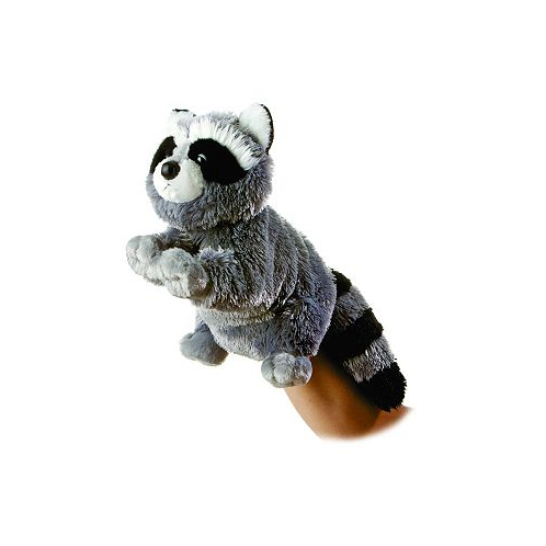 Aurora Medium Bandit Hand Puppet Interactive Plush Toy Gray 12