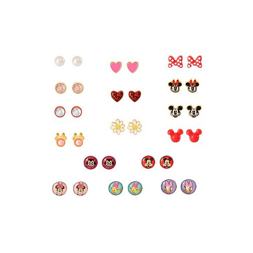 Mickey Minnie Mouse & Friends Stud Earrings Pack of 16 Pairs - Officially Licensed Disney Earrings for Daily Wear