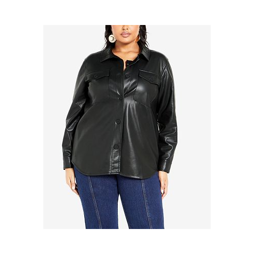 AVENUE Plus Size Tyler Faux Leather Shacket Jacket