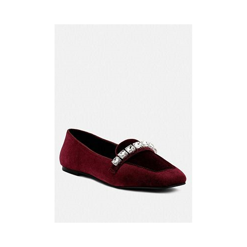 Rag & Co LAMINGTON Womens Diamante Embellished Velvet Loafers
