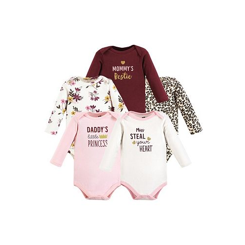 Hudson Baby Baby Girls Cotton Long-Sleeve Bodysuits Steal Your Heart 5-Pack
