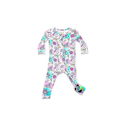 Bellabu Bear Baby Girls Comic Purple Convertible Footie Pajama