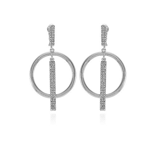 Vince Camuto Silver-Tone Clip On Hoop Drop Earrings