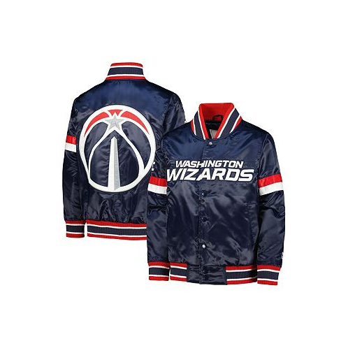 Starter Big Boys Navy Washington Wizards Home Game Varsity Satin Full-Snap Jacket