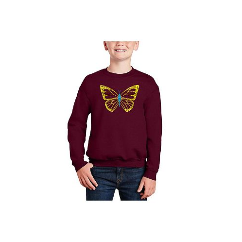 LA Pop Art Butterfly - Big Boys Word Art Crewneck Sweatshirt