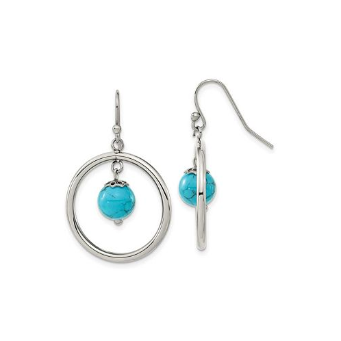 Chisel Stainless Steel Polished Synthetic Turquoise Dangle Earrings