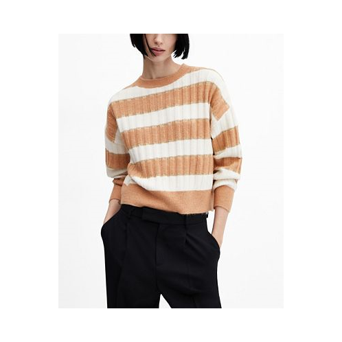 MANGO Womens Round-Neck Striped Sweater