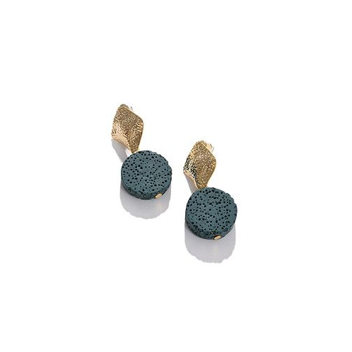 SOHI Womens Green Textured Stone Drop Earrings