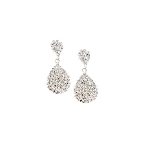 SOHI Womens Silver Embellished Drop Earrings