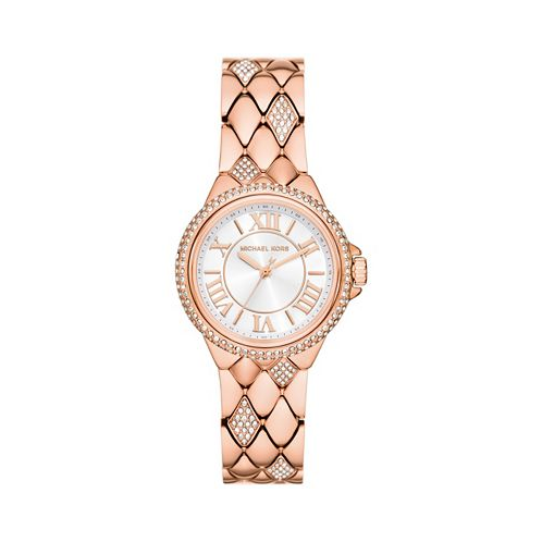 Michael Kors Womens Camille Three-Hand Rose Gold-Tone Stainless Steel Watch 33mm
