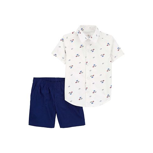 Carters Baby Boys Car Button Down Shirt and Shorts 2 Piece Set