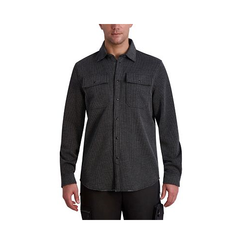 KARL LAGERFELD PARIS Mens Stripe Double Pockets Shirt Jacket