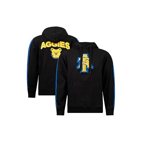 FISLL Mens Black North Carolina A&T Aggies Oversized Stripes Pullover Hoodie