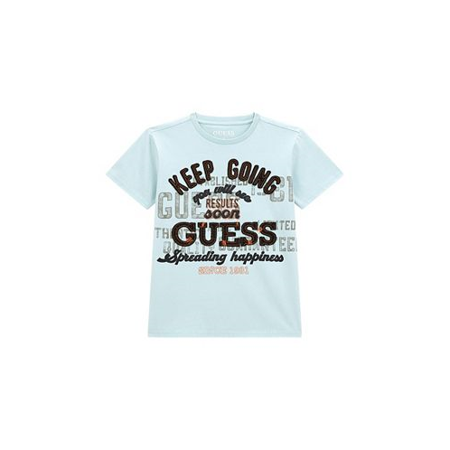 GUESS Big Boys Short Sleeve with Applique Embroidery and Screen Print Verbiage T-shirt