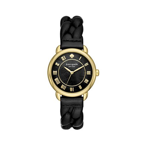 Kate spade new york Womens Lily Avenue Three Hand Black Leather Watch 34mm