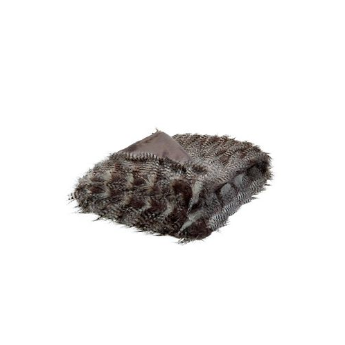 Cozy Tyme Pauline Faux Feather Fur Throw 50x60 Dark Grey
