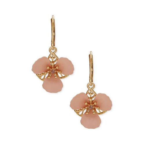 Lonna & lilly Gold-Tone Pink Crystal Flower Drop Earrings