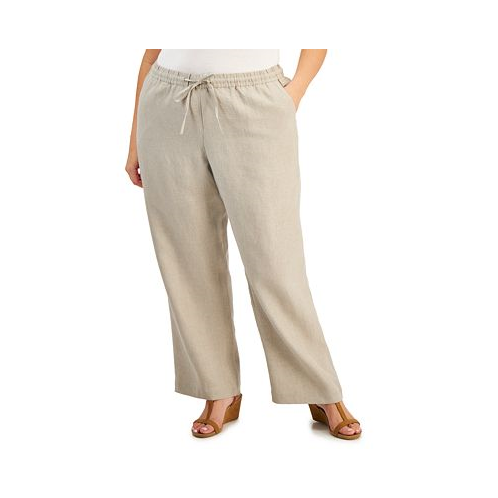 Charter Club Plus Size Linen Cropped Pants