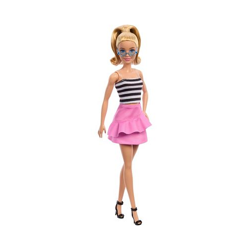 Barbie Fashionistas Doll 213 Blonde with Striped Top Pink Skirt and Sunglasses 65th Anniversary