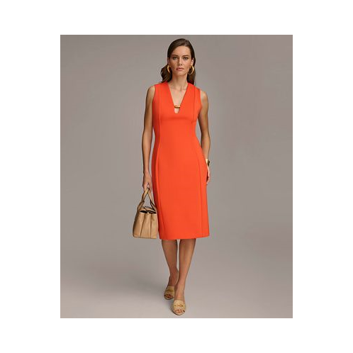 Donna Karan Womens Sleeveless V-Neck Beaded Dress
