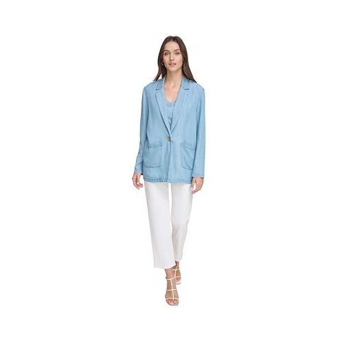 DKNY Womens One-Button Long-Sleeve Jacket