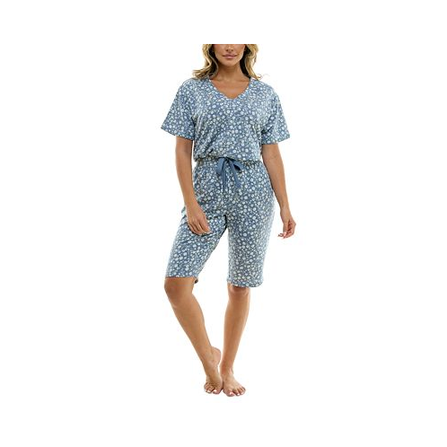 Roudelain Womens 2-Pc. Printed Bermuda Pajamas Set