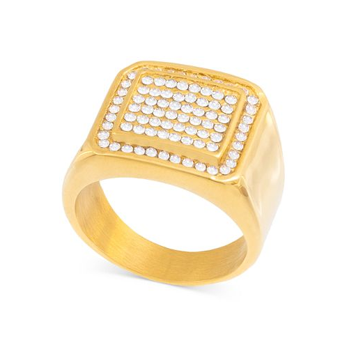 LEGACY for MEN by Simone I. Smith Mens Crystal Square Cluster Ring in Gold-Tone Ion-Plated Stainless Steel