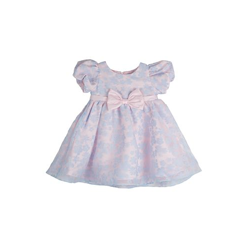 Rare Editions Baby Girls Floral Burnout Organza Social Dress with Diaper Cover
