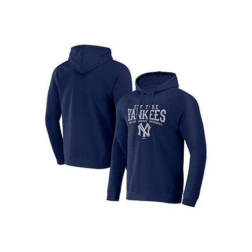 Fanatics Mens Darius Rucker Collection by Navy Distressed New York Yankees Waffle-Knit Raglan Pullover Hoodie