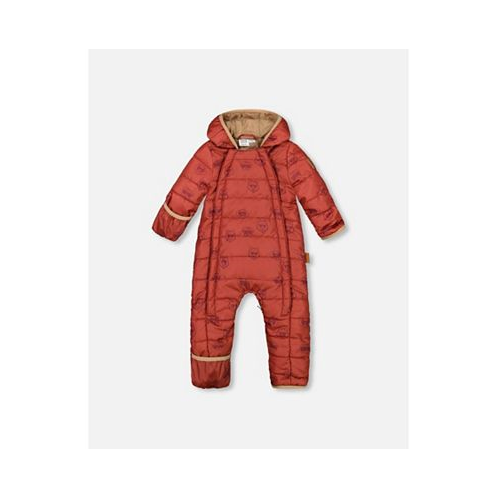 Deux par Deux Baby Boy Baby Mid-Season Quilted One Piece Printed Dogs Rust - Infant