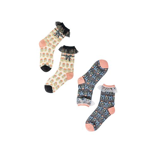 Sock Candy Womens Bridgerton Style Ruffle Sheer Socks Bundle