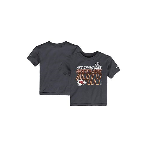 Nike Toddler Boys and Girls Anthracite Kansas City Chiefs 2023 AFC Champions Locker Room Trophy Collection T-shirt