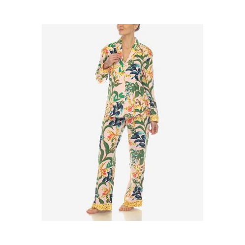 White Mark Womens 2 Pc. Wildflower Print Pajama Set