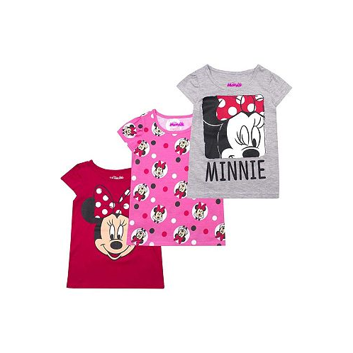 Childrens Apparel Network Toddler Girls Minnie Mouse Gray Pink Red Graphic 3-Pack T-shirt Set
