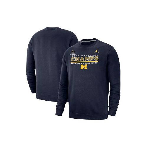 Jordan Mens Brand Navy Michigan Wolverines College Football Playoff 2023 National Champions Club Fleece Pullover Sweatshirt