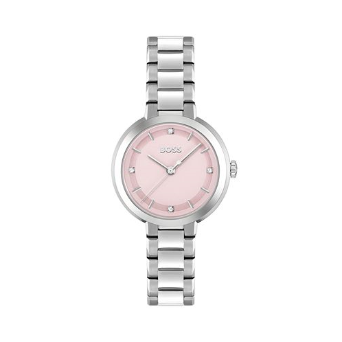 Hugo Boss Womens Sena Quartz Silver-Tone Stainless Steel Watch 34mm