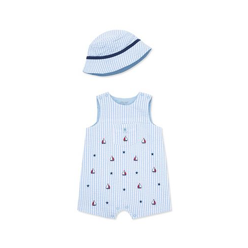 Little Me Baby Boys Sailboat Sunsuit with Hat