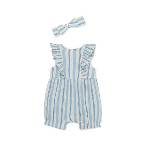 Little Me Baby Girls Stripes Romper with Headband