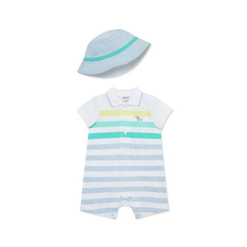 Little Me Baby Boys Striped Romper with Hat