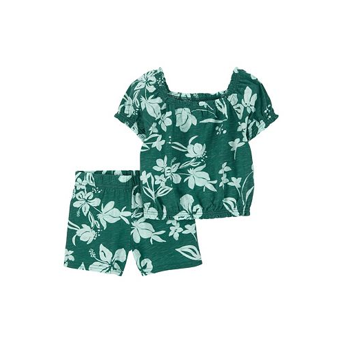 Carters Baby Girls Floral Cotton Top and Shorts 2 Piece Set
