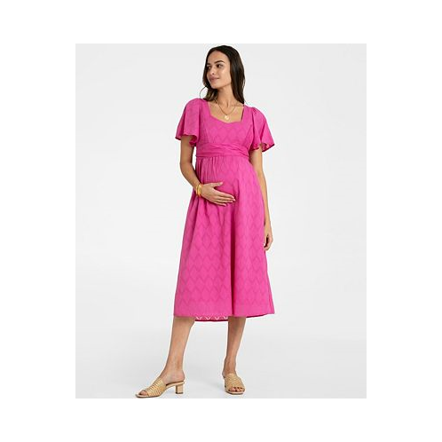 Seraphine Womens Maternity Cotton Broderie Maternity and Nursing Dress