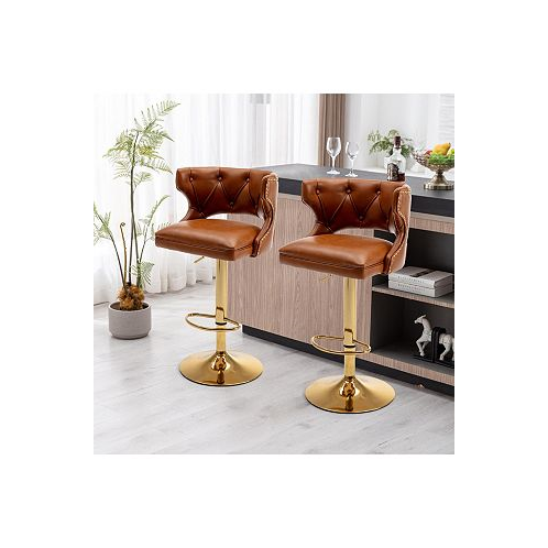 Simplie Fun Bar Stools With Back And Footrest Counter Height Dining Chairs-Boucle Set of 2