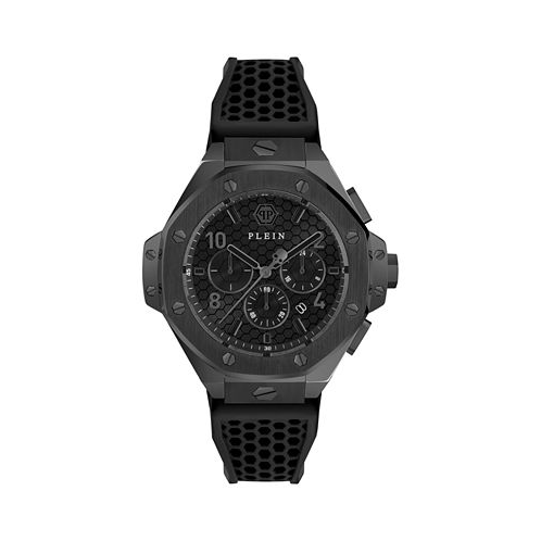Philipp Plein Mens Chronograph Black Silicone Strap Watch 46mm