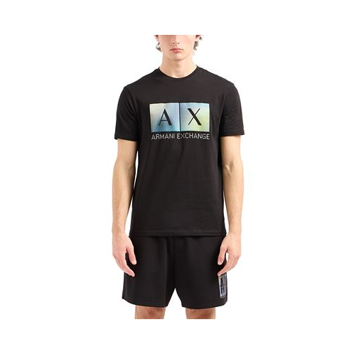 A|X Armani Exchange Mens Regular-Fit Gradient Box Logo Graphic T-Shirt