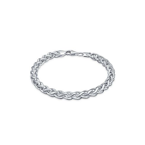 Bling Jewelry Mens Solid Heavy 6MM Braid Rope Wheat Chain Link Bracelet Polished .925 Sterling Silver 8 Inch