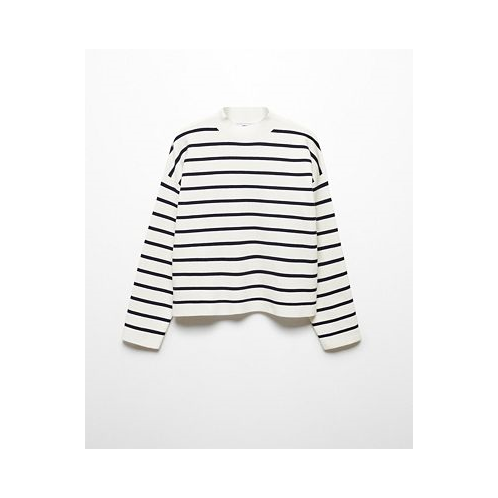 MANGO Womens Perkins Neck Stripe-Print Sweater