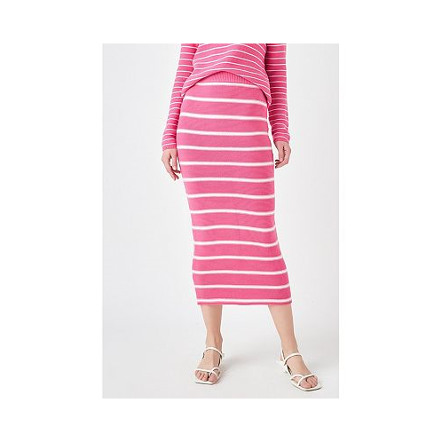 English Factory Womens Stripe Knit Midi Skirt